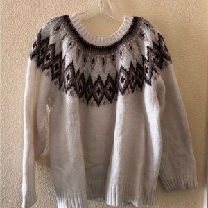 Old Navy Women's Patterned Sweater - White and Brown